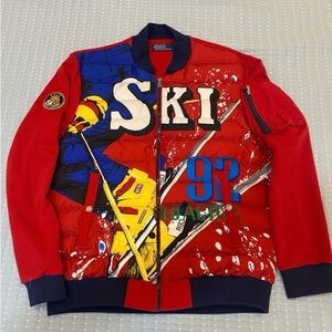 Polo by Ralph Lauren Red Multicolor Ski Graphic Puffer Jacket